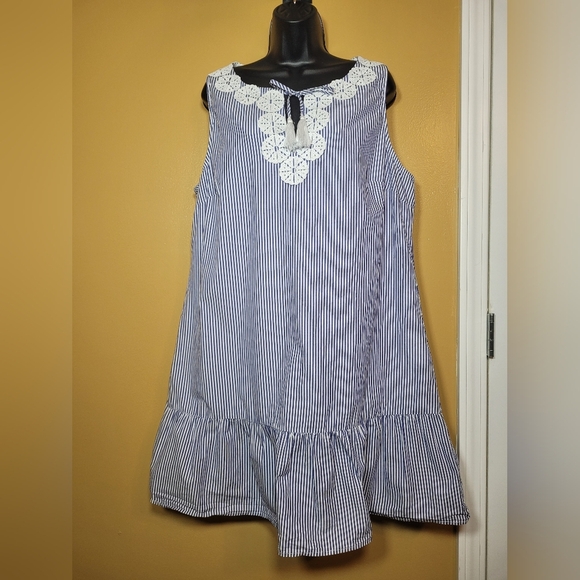 STS Sail to Sable 100% Cotton Striped Nautical Striped Mini Dress sz XL - Picture 1 of 10
